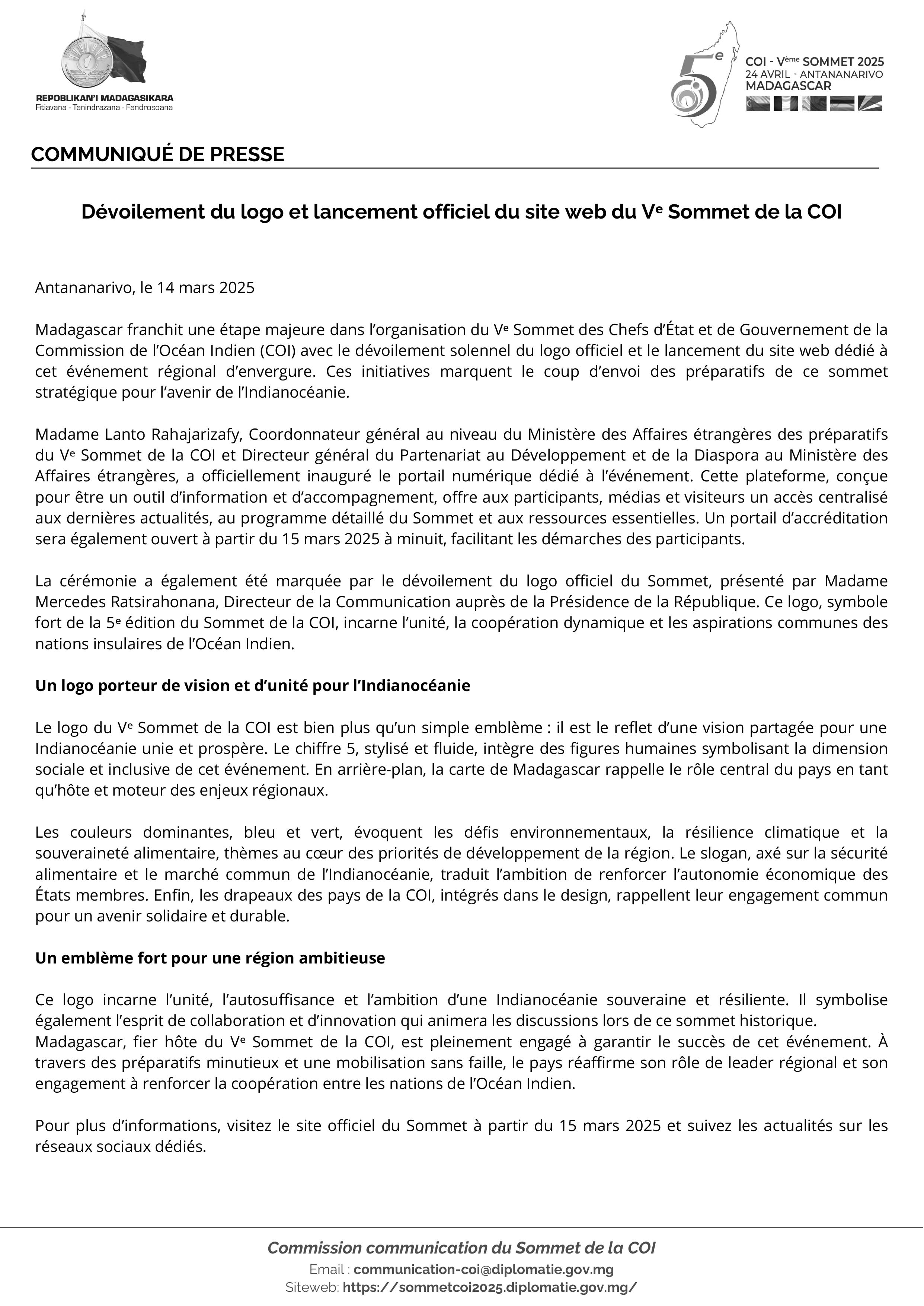 20250314 Lancement du logo et de la plateforme numérique COMMUNIQUÉ DE PRESSE 1 1